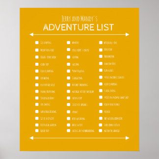 Personalized yellow couple's adventure list poster