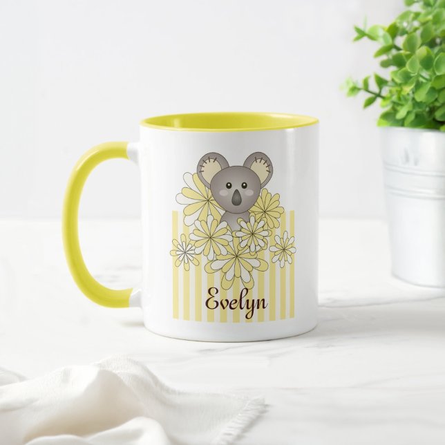 Personalized Yellow Cute Baby Koala Bear Kids Mug (Creator Uploaded)
