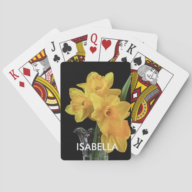 Personalized Yellow Daffodil Poker Cards (Back)