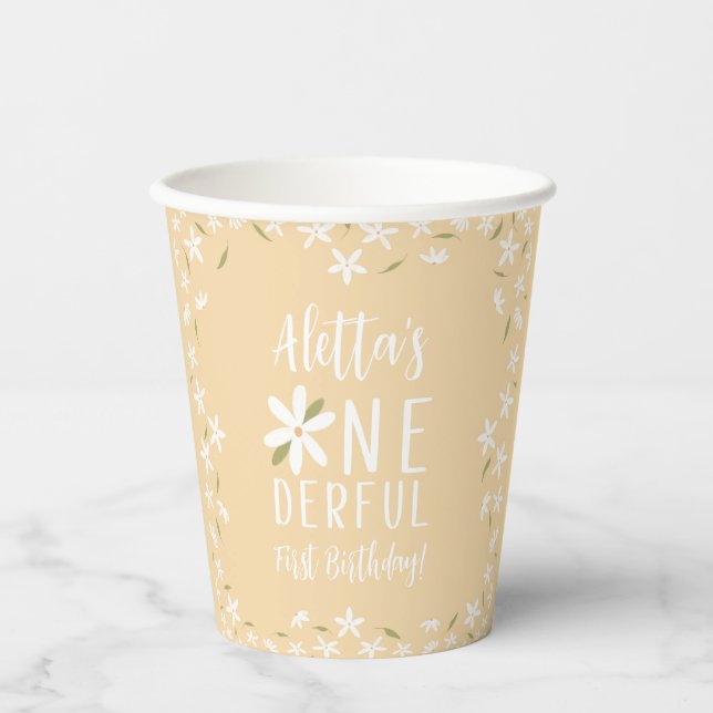 Personalized Yellow Daisy Party Cups (Front)