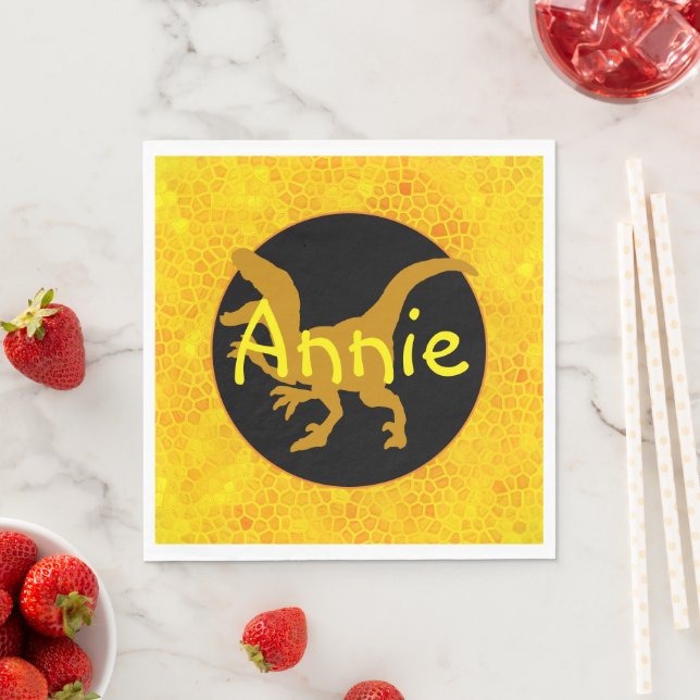 Personalized Yellow Dinosaur Hide Napkins (Insitu)
