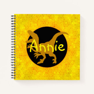 Personalized Yellow Dinosaur Hide Notebook