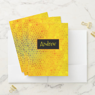 Personalized Yellow Dinosaur Hide Pocket Folder