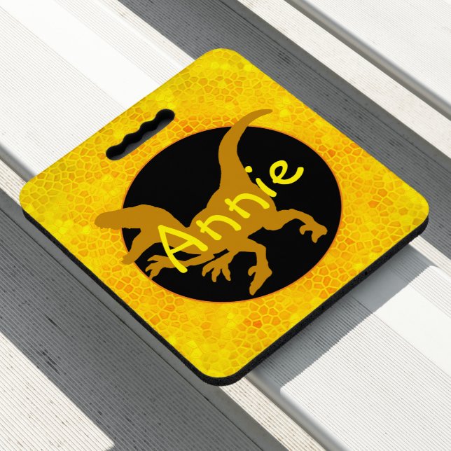 Personalized Yellow Dinosaur Hide Seat Cushion (In Situ)
