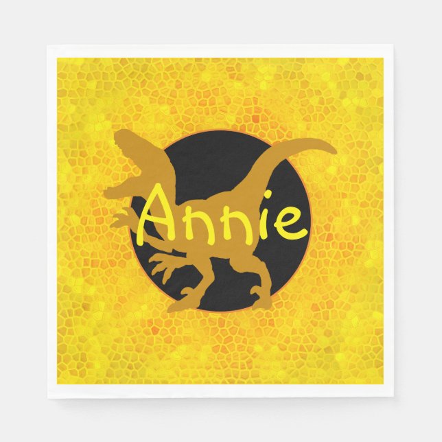 Personalized Yellow Dinosaur  Napkins (Front)