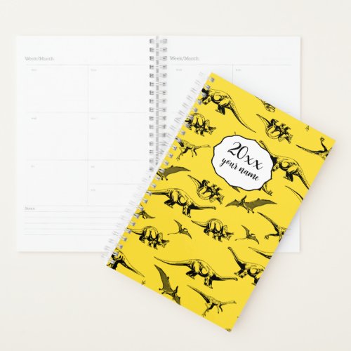Personalized Yellow Dinosaur Planner for Kids