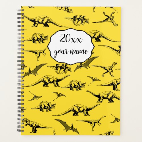 Personalized Yellow Dinosaur Planner for Kids