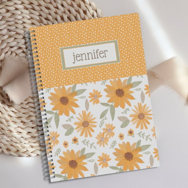 Personalized Yellow Dots Sunflower Journal  (Creator Uploaded)