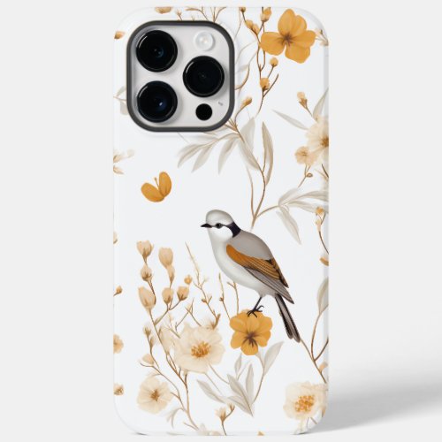 Personalized Yellow Dried Wildflowers and Bird Case_Mate iPhone 14 Pro Max Case
