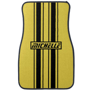 Personalized Yellow DS Racing Car Floor Mat