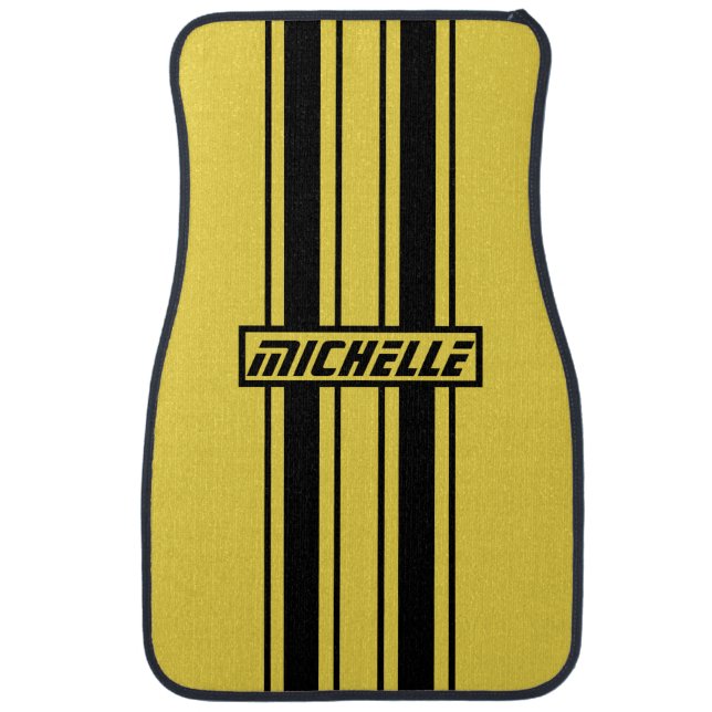 Personalized Yellow DS Racing Car Floor Mat (Front)