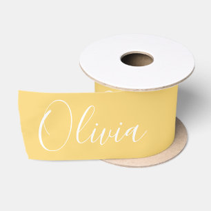 Personalized Yellow Elegant Name Satin Ribbon