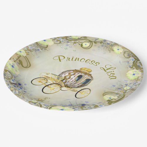 Personalized Yellow Floral Princess Enchanted Paper Plates