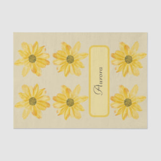 Personalized Yellow Floral Tissue Paper Wrapper