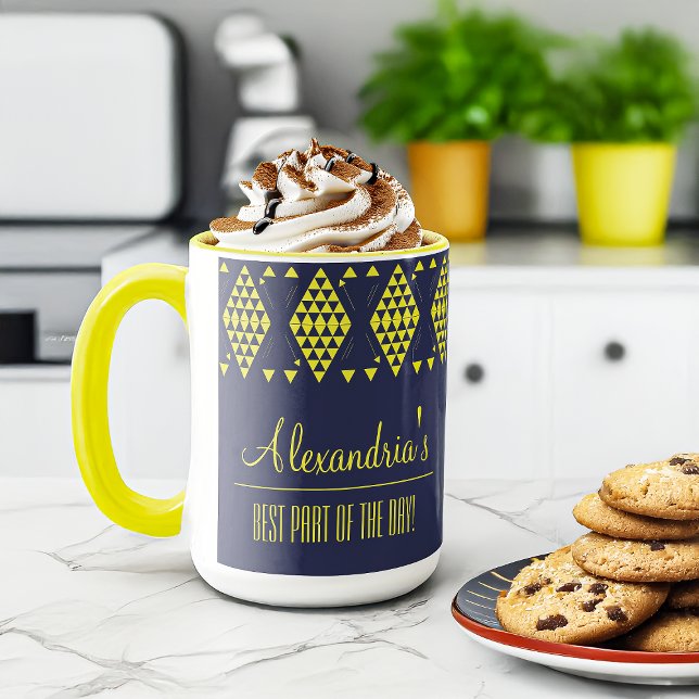 Personalized Yellow Geometric Triangles  Mug (Creator Uploaded)
