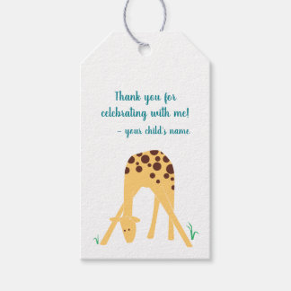 Personalized Yellow Giraffe Baby Shower Birthday Gift Tags