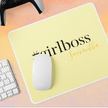 Personalized Yellow #GirlBoss Name  Mouse Pad<br><div class="desc">Add a pop of sunshine to your workspace with this cheerful yellow #girlboss mouse pad! Featuring bold black typography and a customizable name in a warm golden script, this empowering design is perfect for female entrepreneurs, office queens, students, or any driven woman. Ideal as a motivational desk accessory or thoughtful...</div>