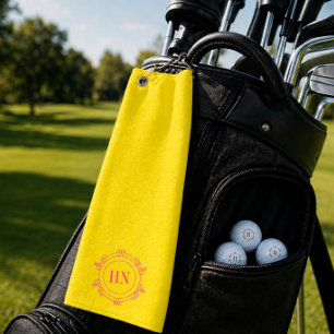 Personalized Yellow Golf Towel with Initials