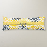 Personalized Yellow, Gray Charcoal Modern Floral