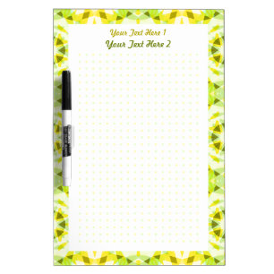 Personalized Yellow Green Dot Grid College School Dry Erase Board