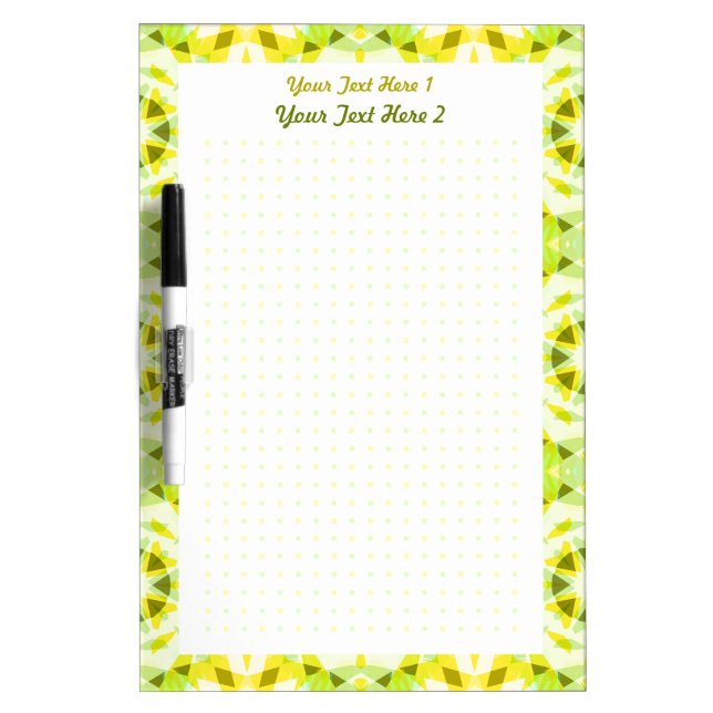 Personalized Yellow Green Dot Grid College School Dry Erase Board (Front)