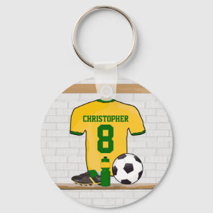 Personalized Yellow Green Football Soccer Jersey Keychain