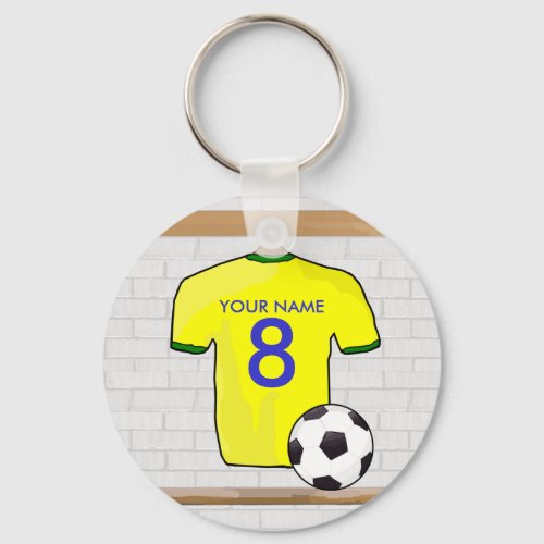 Personalized Yellow Green Football Soccer Jersey Keychain