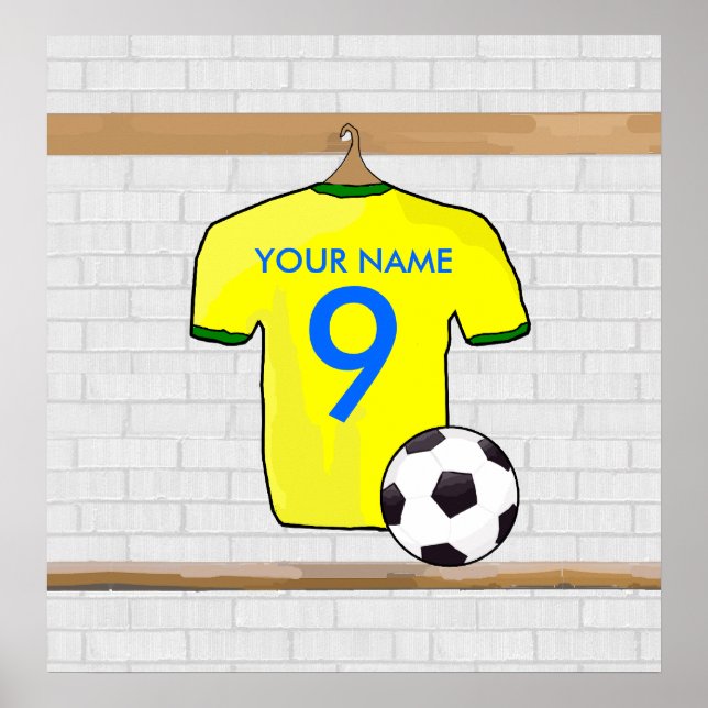 Personalized Yellow Green Football Soccer Jersey Poster (Front)