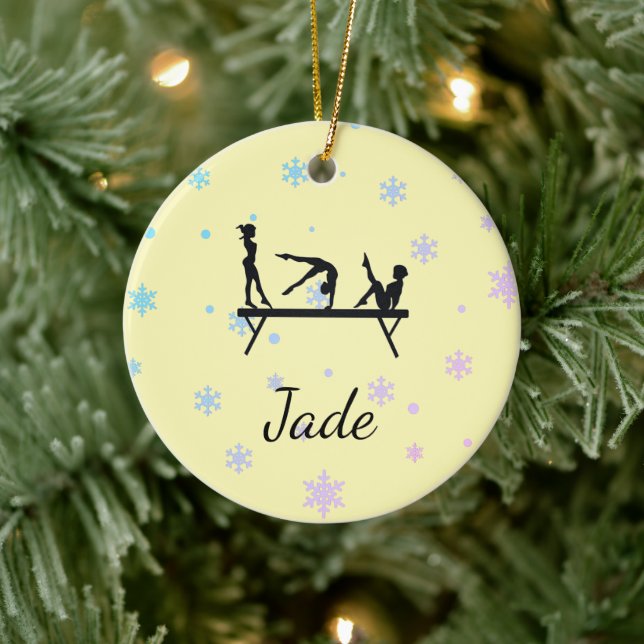 PERSONALIZED YELLOW GYMNASTICS ORNAMENTS (Tree)