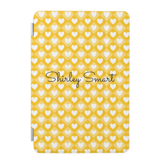 Personalized Yellow Heart Pattern iPad Case – Cust (Front)