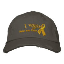 Personalized Yellow Hope Ribbon Your Text Embroidered Baseball Hat