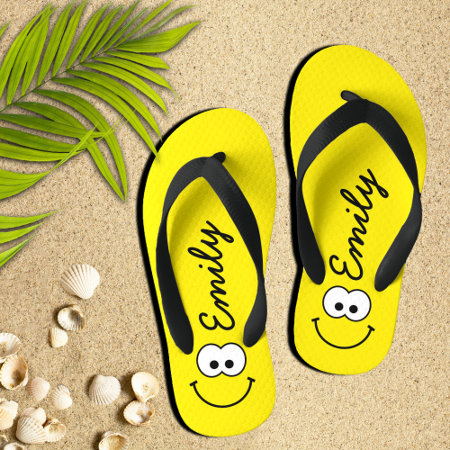 Personalized Yellow Kid's Flip Flops