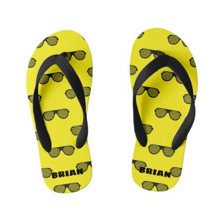Personalized Yellow Kid's Summer Beach Flip Flops