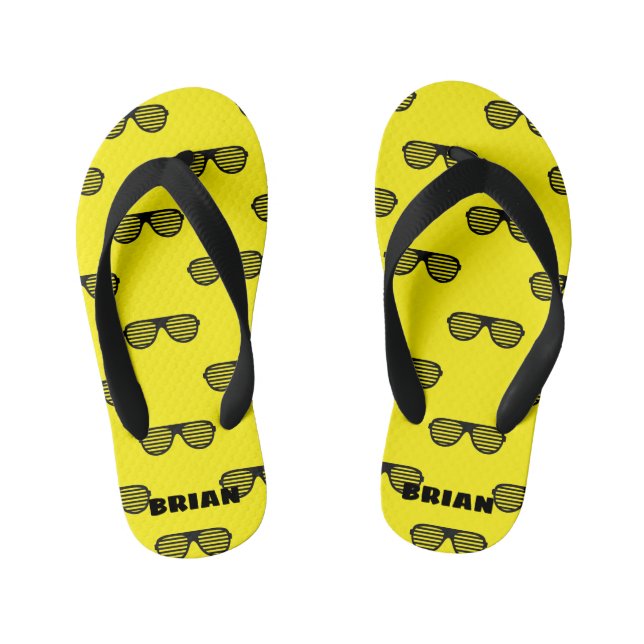 Personalized yellow kid's summer beach Flip Flops (Footbed)