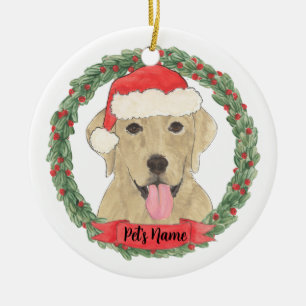Personalized Yellow Lab Labrador Christmas Ceramic Ornament