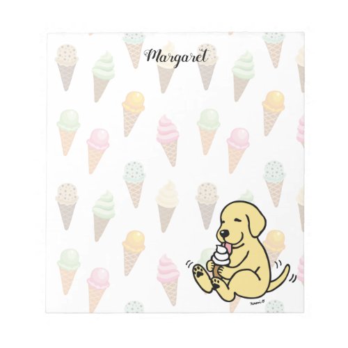 Personalized Yellow Lab Licking Ice Cream Notepad
