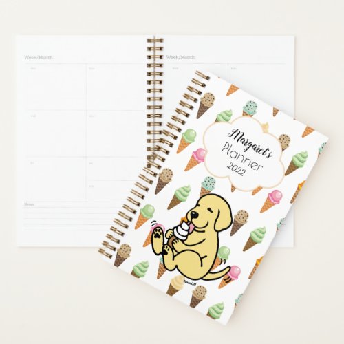 Personalized Yellow Lab Licking Ice Cream Planner