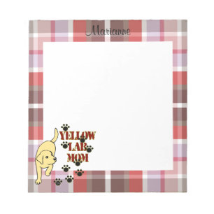 Personalized Yellow Lab Mom Plaid Notepad