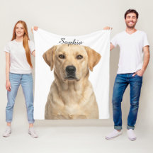 Personalized Yellow Lab Portrait Pet Photo Blanket