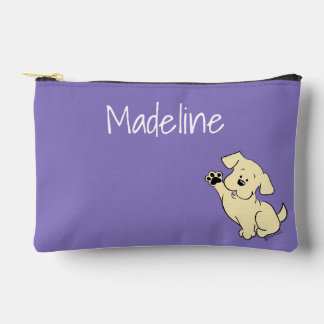Personalized Yellow Lab Puppy Cute Dog Purple  Accessory Pouch