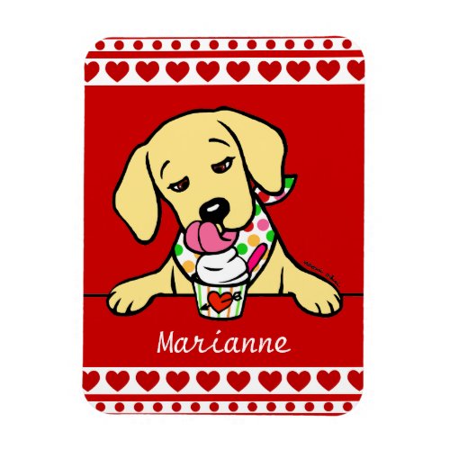 Personalized Yellow Lab Puppy Ice Cream Magnet