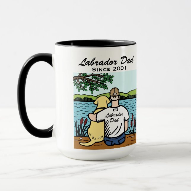 Personalized Yellow Labrador and Dad Mug (Left)