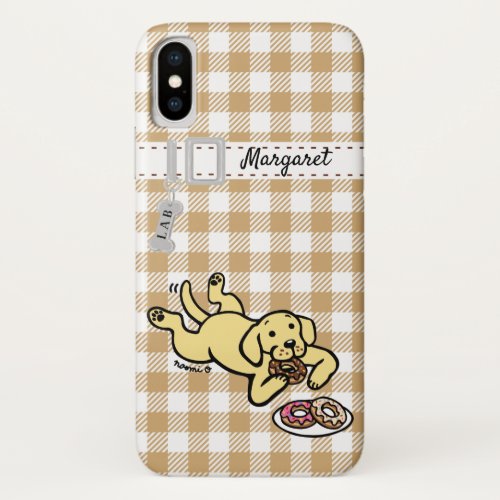 Personalized Yellow Labrador and Doughnuts iPhone X Case