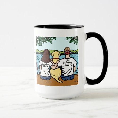 Personalized Yellow Labrador and Mom and Dad Long Mug