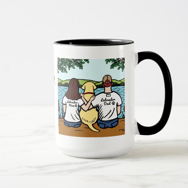 Personalized Yellow Labrador and Mom and Dad Long Mug (Right)