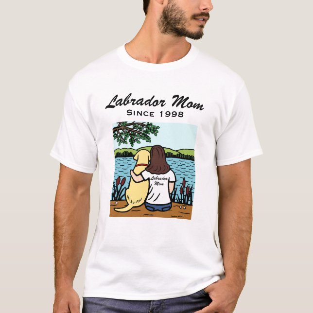 Personalized Yellow Labrador and Mom Long T-Shirt (Front)