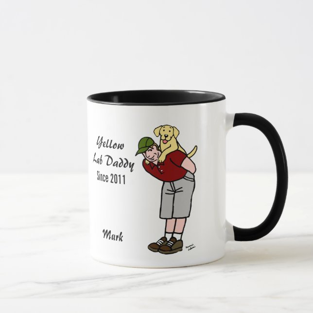 Personalized Yellow Labrador Daddy in Red Mug (Right)