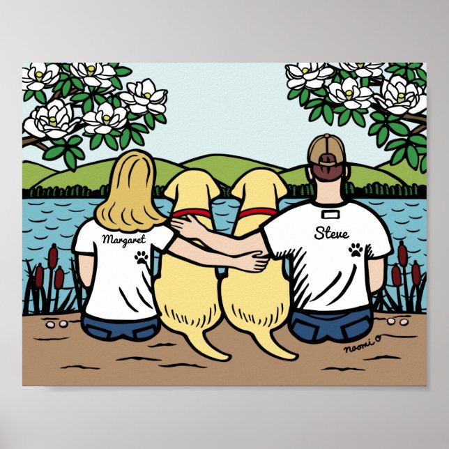 Personalized Yellow Labrador Family Blond Long B  Poster (Front)