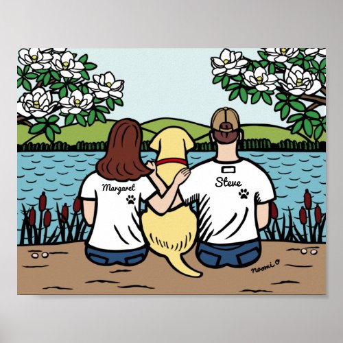 Personalized Yellow Labrador Family Brown L Poster