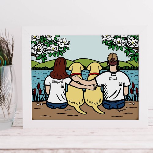 Personalized Yellow Labrador Family Brown Long B P Poster